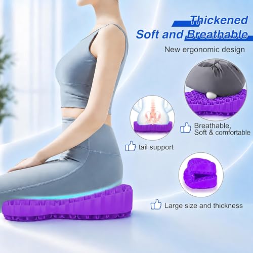 Airllantry Thicken 19.7in Seat Cushion, Gel Seat Cushion for Long Sitting–Office Chair, Wheelchair, Car Pad, Large Cooling Support Pad for Back Pain, Sciatica, Tailbone Pain Relief