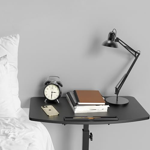 SHW 25" to 41" Height Adjustable Rolling Laptop Desk with Tilting Desktop for Home Office and Sofa Beside, Black