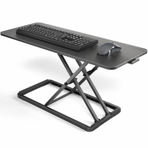 VIVO Single Top 30 inch Scissors Lift Keyboard and Mouse Riser, Height Adjustable Laptop Desk, For Ergonomic Sit Stand Workstations, Black, DESK-V030A