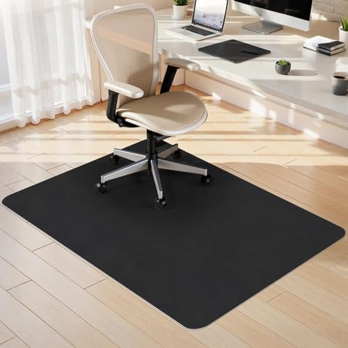 Sycoodeal Office Chair Mat for Hardwood Floor,Slip Resistant Floor Mat for Office Computer Gaming Chair,Heavy Duty Floor Protector for Rolling Chairs,Easy to Clean,Black(40"x48")