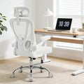 shipborne Office Chair Ergonomic Office Chair with Lumbar Support, Head Support, Rocking Function, FLIP-up Armrests, Mesh High Back Chair Home Office Desk Chair, Suitable for Home, Office, White