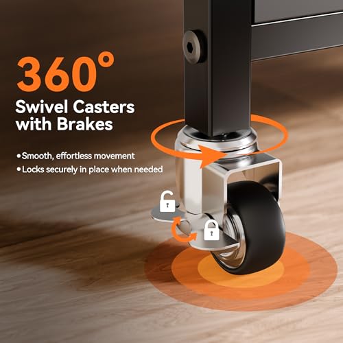 niffgaff 2 Tier Under Desk Printer Stand with Storage, 22" Rolling Printer Cart with Lockable Wheels, Height Adjustable Shelf for Home Office, Black