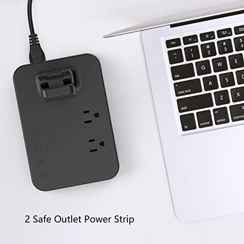 Drevet LED Desk Lamp for College Dorm Room, Desk Light with 1 USB Charging Port 2 AC Power Outlet, 3 Lighting Modes, 3 Level Brightness Touch Lamp, Eye-Caring Home Office Foldable Table Lamp