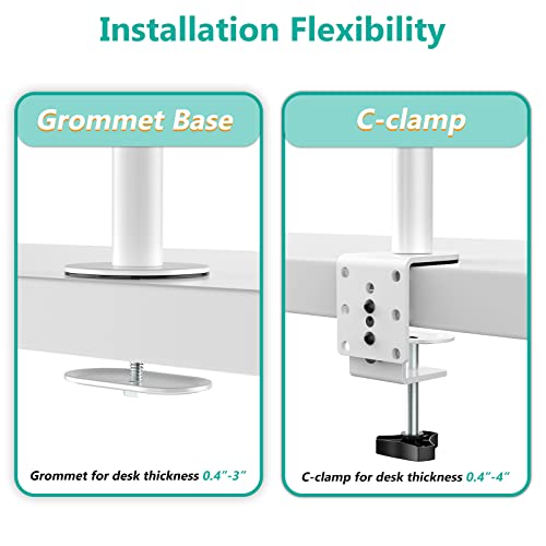 WALI Tall Triple Monitor Stand, Fully Adjustable Three Monitor Desk Mount Fits 3 Screens up to 27 inch, 22 lbs. Weight Capacity per Arm (M003-W), White