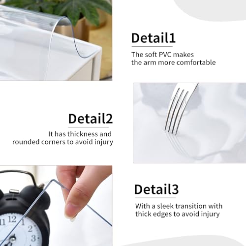 LBJFYHJN Clear Desk Mat, Non-Slip PVC Desk Protector Mat with Round Edge, Heat Resistant & Waterproof Clear Desk Writing Mat for Home and Office (23.6"*15.7")
