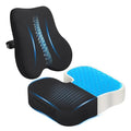 Gel Seat Cushion & Lumbar Support Pillow Set, Cooling Memory Foam for Tailbone & Sciatica Pain Relief, Ergonomic Office Chair Cushion with Breathable Mesh Cover for Car, Home, Wheelchair (Black)
