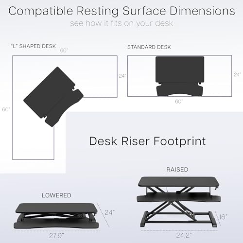 VIVO 28 inch Desk Converter, K Series, Height Adjustable Sit to Stand Riser, Dual Monitor and Laptop Workstation with Keyboard Tray, Black, DESK-V028KB