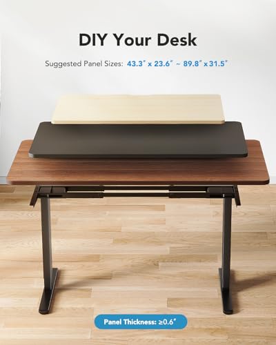 HUANUO Electric Standing Desks Frame with 265 lbs Dual Motor,Thick T-Shaped Desk Legs Made of Automotive Grade Steel,for Max 90″x31.5″ Desktop, Height Adjustable Desk Frame for Home Office, Frame Only