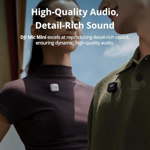 DJI Mic Mini (2 TX + 1 Mobile RX), Wireless Lavalier Microphone for iPhone 17/16/15 & Android/PC/Tablet, Plug-and-Play, 300m Transmission, Ultralight, Active Noise Cancelling, YouTube, Vlog, Streaming