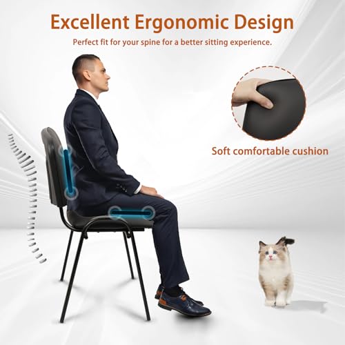 CLATINA Stacking Waiting Room Chairs, PU Leather Armless Office Guest Chair with Metal Frames, Stackable Conference Room Chairs No Wheels for Reception Lobby Side Training School, Black Set of 5