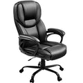 Yaheetech High Back Executive Office Chair Faux Leather Ergonomic Managerial Chair for Meeting,Large Seat,Sturdy Metal Base,Black