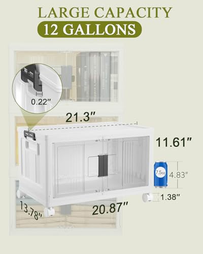 OlarHike 144QT Lockable Storage Bins with Lids - Folding Storage Cabinet with Doors & Wheels, Collapsible Plastic Box for Closets, Office, Gathering, Stackable Organizer & Containers, Gifts, 3 Pack