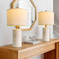 PoKat 20.75" Small Modern Ceramic Table Lamps Set of 2 for Bedroom, White Bedside Lamps for Night Stands, Farmhouse Desk Home Decor Gift Nightstand Table Lamps for Living Room End Table Beige