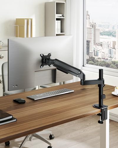 monTEK Tall Single Monitor Arm, Heavy Duty Adjustable Desk Mount for 17–32" Screens, Holds 19.8 lbs, 21 in Max Height, Full Motion Swivel & Tilt, VESA 75/100mm