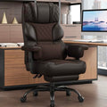 Vonesse Big and Tall Office Chair, Desk Chair with Soft Adjustable Armrests, Ergonomic High Back Gaming Chair with Lumbar Support, Executive Computer Chairs with Footrest (PU Leather, Brown)