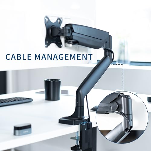 VIVO Premium Aluminum Heavy Duty Single Monitor Arm for Ultrawide Monitor up to 40 inches and 24 lbs, Desk Mount Stand, Pneumatic Height, Max VESA 100x100, Black, STAND-V101Q