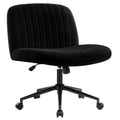 IWMH Criss Cross Chair Cross Legged Office Chair with Wheels Armless Wide Seat Desk Chairs Height Adjustable Computer Task Chairs Swivel Vanity Chair for Home Office Bedroom Make Up Small Space Black