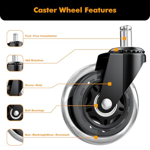 CLOATFET 3" Office Chair Wheels 5-Pack Heavy Duty