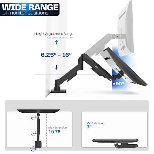 VIVO Single Monitor Stand, Fully Adjustable Arm for 17 to 32 inch Screen, Mechanical Articulating Desk Mount, Gaming and Office Setups, VESA 75x75, 100x100, Max 19.8 lbs, Classic, Black, STAND-V001O