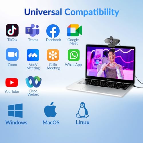 NEWORK 4K Webcam for PC with PDAF & CDAF Dual-autofocus, Ultra 4K HD, 2 Noise Reduction Mics, Auto Light Correction, USB-A, Privacy Cover, 79°FOV, Streaming Camera for PC, Mac, Laptop, Video Calls