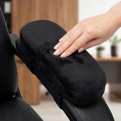Lxdzsm Memory Foam Office Chair Armrest Covers, 2 Pack Arm Pads with Pressure Relief Elbow Pillow, Universal Fit Arm Rest Cushion for Desk Chair, Gaming Chair