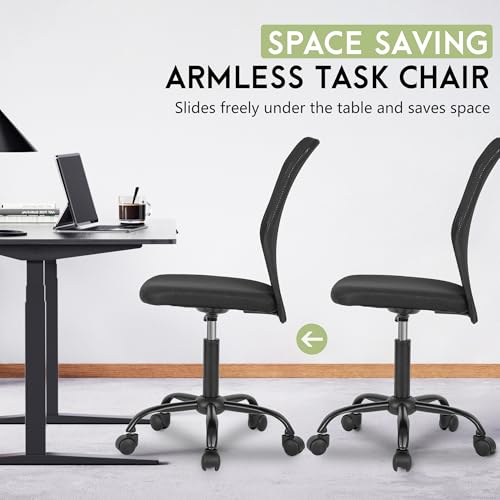 BestOffice Ergonomic Office Chair Desk Chair Mesh Computer Chair Armless Back Support Modern Executive Rolling Swivel Chair with Lumbar Support（Black）