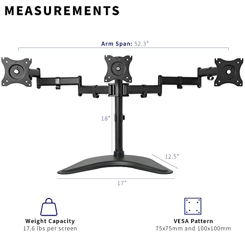 VIVO Triple Monitor Mount Fully Adjustable Desk Free Stand for 3 LCD Screens up to 24 inches STAND-V003P