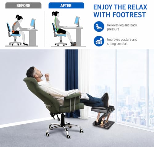 Leermart Foot Rest for Under Desk at Work 4-Level Height Adjustable, Ergonomic Foldable Footrest for Office, Gaming,Computer, Soft & Removable Pad Desk Foot Stool Suitable for All Seasons