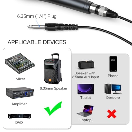FIFINE Karaoke Microphone, Dynamic Vocal Microphone for Speaker, 6.35MM Wired Handheld Mic with On and Off Switch and 14.8ft Detachable Cable-K6