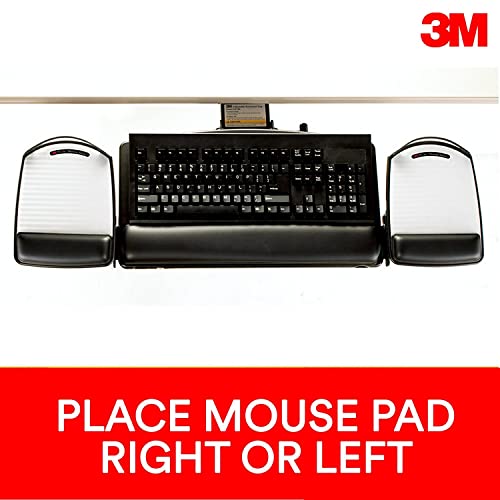 3M Keyboard Tray with Adjustable Keyboard and Mouse Platforms, Turn Knob to Adjust Height and Tilt, Swivels and Stores Under Desk, Gel Wrist Rest and Precise Mouse Pad, 17.75" Track, Black (AKT80LE)