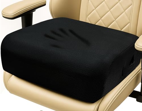 Acxseo 6" Extra Thick Memory Foam Office Chair Cushion – 2-Layer Booster Seat for Back & Tailbone Pain Relief, 18 x 16 x 6in Non-Slip Cushion with Carry Handle for Wheelchair, Car, and Airplane