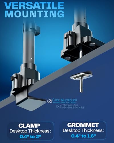VIVO Pneumatic Arm Dual Ultrawide Monitor Extra Tall Desk Mount for Up to 49 inch Screens, Heavy Duty Clamp, Holds 2 Ultra Wides Up to 44 lbs, Black, STAND-V120K