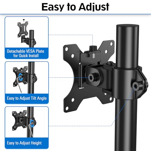 MOUNTUP Single Monitor Mount, Adjustable Monitor Stand for Max 32 Inch Flat Curved Computer Screen, Monitors Arm Desk Mount Fit VESA 75x75& 100x100, up to 17.6lbs, with C-Clamp and Grommet Base, Black