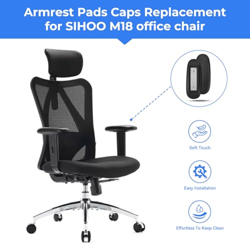 SINOLUXE Armrest Pads Replacement for Sihoo M18 Chair -Ergonomic Chair armrest Parts, arm Pads caps for SIHOO M18 Chair,Black