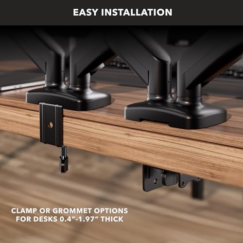 Mount-It! Dual Monitor Desk Mount, Two Independent Gas Spring Arms, Fits 13-32" Screens up to 17.6 lbs Each, VESA 75x75 & 100x100, Full Motion Tilt Swivel Rotate, C-Clamp & Grommet Base