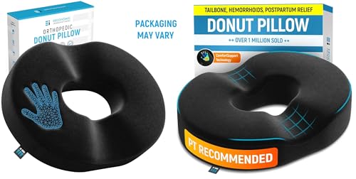 PT ENDORSED Donut Pillow for Tailbone Pain Relief Cushion - Coccyx & Hemorrhoid Pillow for Sitting - Donut Seat Cushion for Pressure Relief, Prostate, Postpartum, Pressure Sores, Lifting Cushions