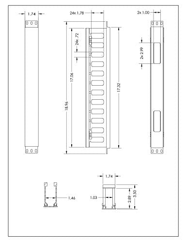 Raising Electronics 1U Horizontal Rack Mount Cable Management Unit with Panel Plastic 19" Rack Mount