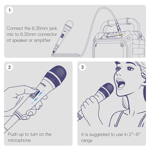 FIFINE Karaoke Microphone, Dynamic Vocal Microphone for Speaker, 6.35MM Wired Handheld Mic with On and Off Switch and 14.8ft Detachable Cable-K6