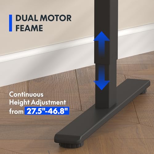 FLEXISPOT E3 Dual Motor Electric Standing Desk 55 x 28 Sit Stand Up Desk, Holds 220 lbs, Adjustable Height w/Memory Presets, One-Piece Black Desktop & Black Frame, Ships in 2 Boxes