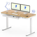 FLEXISPOT 55" Electric Standing Desk with Drawers, Quick Assembly Home Office Sit Stand Desk with Storage, USB Charging, Computer Desk for Home Office (Maple Top + White Adjustable Frame, Comhar)