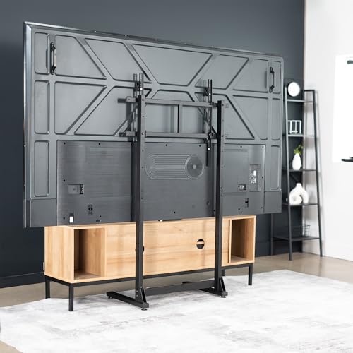 VIVO Heavy Duty 55 to 100 inch TV Floor Stand, Holds up to 154 lbs, Tall Stationary TV Mount with Storage Shelf, Black, STAND-TV100F