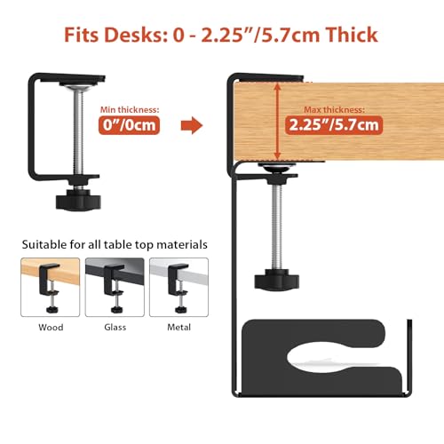 Univivi Under Desk Cable Management Tray - 32" Steel Cord Organizer, No-Drill C-Clamp & Screw Mount for Office/Home, Effortless Wire Management (Black)