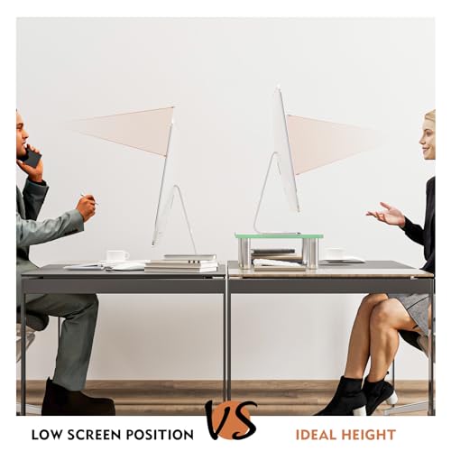 Hemudu Clear Computer Monitor Stand Riser with Height Adjustable Multi Media Desktop Stand for Flat Screen LCD LED, Laptop/Notebook/Xbox One,HD01T-002