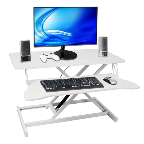 KYDEVO Standing Desk Converter, Height Adjustable Sit to Stand Riser, Dual Monitor and Laptop Workstation with Wide Keyboard Tray, Desk Lifter for Home Office