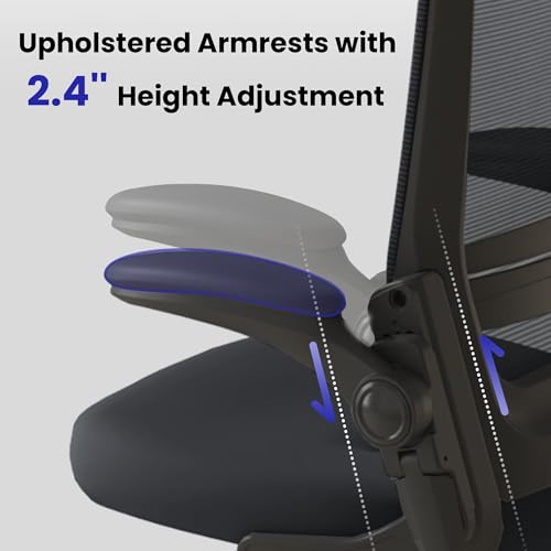 Drafting Chair Tall Office Chair for Standing Desk with Up & Down Flip-Up Armrest, 9” Adjustable Height High Desk Chair with Footrest Ring, 120° Recline Mesh Ergonomic Chair, 300 lbs