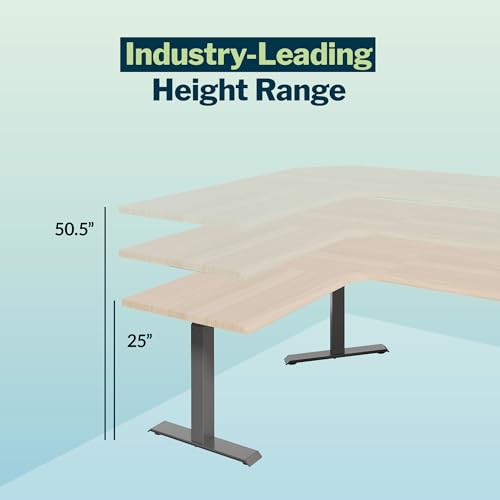 Vari ComfortEdge 80x60 L-Shape Electric Standing Desk – Height Adjustable Sit-Stand VariDesk for Corner Office with Reversible Left/Right Design – Light Wood Top/Slate Legs (Ships in 3 Boxes)