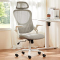 Sweetcrispy Home Office Managerial Executive Chair, High-Back Mesh with Adjustable Headrest, Flip-up Armrest Comfortable Lumbar Support, Comfy Arms for Bedroom,Study,Student