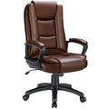 LEMBERI Home Office Executive Desk Chair, High Back PU Leather Chair, Height Adjustable Swivel Computer Chair with Padded Armrest, Brown