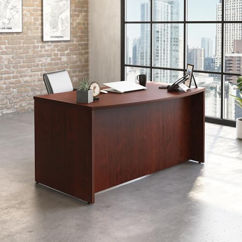 OfficeWorks by Sauder Affirm 60'' Bow Front Desk Shell, L: 59.06'' x W: 34.25'' x H: 29.29'', Classic Cherry Finish