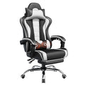 Yaheetech Gaming Chair with Electric Massage Lumbar Support, Footrest & Headrest — Ergonomic High Back Recliner for Home Office, Computer Desk Chair, Height Adjustable, 300 lbs, Black/White